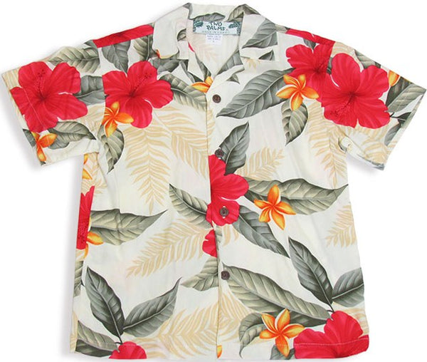 Two Palms Boys Hawaiian Shirt Leilani Cream – Two Palms Aloha Wear ...