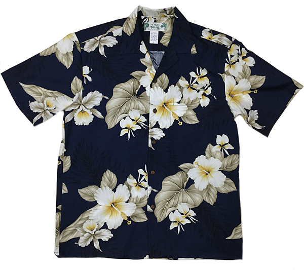 Hibiscus Trend Navy – Two Palms Aloha Wear Manufacturer