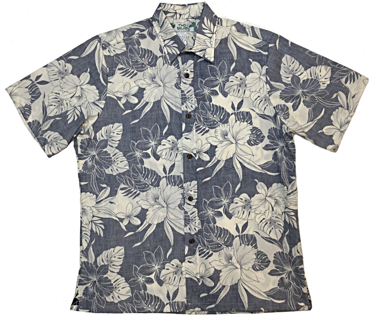 Reverse Print Shirt Monstera Orchid Navy – Two Palms Aloha Wear ...