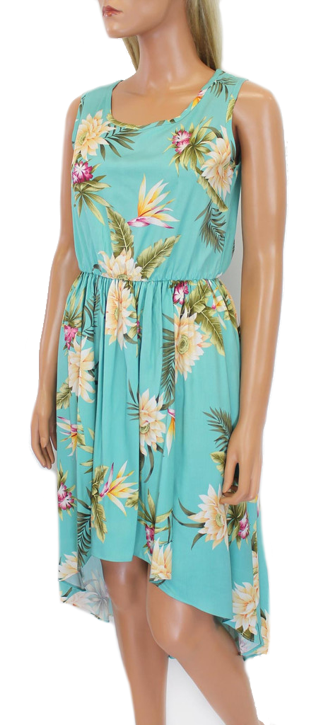 Hi-Low Dress Ceres Green – Two Palms Aloha Wear Manufacturer